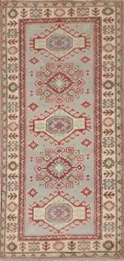 geometric Super Kazak Oriental Area Rug 3'x6' Wool Hand-made Home Decor Carpet