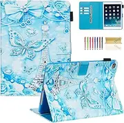 iPad 9.7 2018/2017 Case, iPad Air 2, iPad Air Case, Dteck PU Leather Folding Stand Folio Protective Cover Auto Wake/Sleep Smart Wallet Case for Apple iPad 6th / 5th Gen,iPad Air 1/2, Butterfly Tower