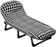 Portable Folding Camping Bed with Mattress & Pillow Adjustable 6 Position Outdoor Adult Sleeping Cot Bed Reclining Lounge Chair for Camp Pool Beach