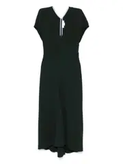 [Victoria Beckham] Victoria Beckham-Abito Midi Con Maniche A Palloncino E Scollo A V-Donna 10 UK