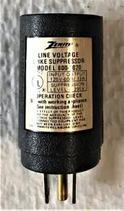 Vintage Zenith Spike Suppressor 3 Prong With Instructions 800-1020