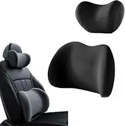 Car Headrest & Lumbar Support Cushion, Car Seat Back Support Cushion, Ergonomic Car Headrest Pillow Back Support for Neck Back Pain Relief, Memory Foam Lumbar Support Pillow for Car(Black)