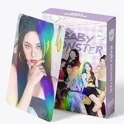 haianallo 60 pcs Double-Sided Laser Card BABYMONSTER Merch Flash Cards Greeting Cards,Support Photo Cards, LOMO Cards