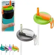 WADY 2-Pack 2 Color Soda Can Lids, Soda Can Covers, Can Lids with Straw, Silicone Straws Soda Can Covers, for Fits Standard for Canned Beverage, Beer, Juice, Seltzer (Green+ Gray)