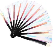 Zerodeko Large Folding Fan Symphony Iridescent Fan Party Hand Fan Rave Festival Accessories Wedding Fans