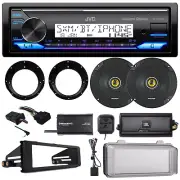 JVC Radio Receiver, 2x 6.5" Speaker, Amp, Harley 98-13 Handlebar Control, Extras