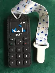 Baby Teether~TV Remote Control Shape Silicone Toddler Teething Toy w/clip~New