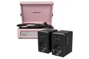 Crosley Voyager Bluetooth Portable Turntable - Amethyst + Bundled Majority D40 Bluetooth Speakers - Black