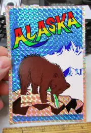 .Alaska Sticker decal Prism style, Alaska Bear, Mountains, 1980s style sticker