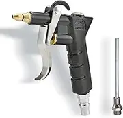Industrial Air Blow Gun with a Brass Adjustable Air Flow Nozzle and 1 Aluminum Alloy Extended Air Blow Tube, Pneumatic Air Compressor Accessory Tool Dust Blow Blow Gun. (Short)