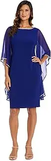 [R&M Richards] Knee Length Sheath Dress W/Chiffon Butterfly Sleeves & Rhinestone Trim, Electric Blue, 18