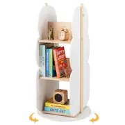 Giantex 360° Rotatable Display Shelf Toy Storage Organizer w/5 Shelves Corner Book Shelf White