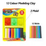 12 Colours Bazic Modeling Clay Stick Molding Dough Tools Art Craft Project Kids