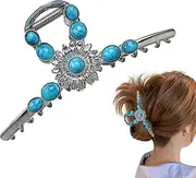 Blue Stone Claw Clip,Metal Claw Clips For Thick Hair - Non-slip Simulation Gem Claw Clips For Wedding Western Headgear