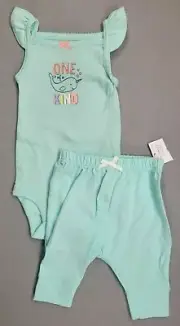 New Baby Girl Clothes Carter's Newborn 2Pc Blue One Of A Kind Narwhal Outfit