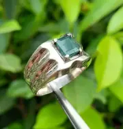 Natural Emerald Stone Ring Rare Sawat Emerald Gem Silver 925 Ring Band