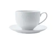 Maxwell & Williams White Basics Diamonds 220ml Tea Cup & Saucer Round Porcelain