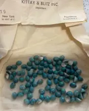 VTG Turquoise Blue Matrix Glass Cabochons 10x8mm Lot Of 20 NOS West Germany