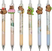 Maydahui 6PCS Capybara Rollerball Gel Pens Cartoon Animal Pen Retractable Priting Pens Novelty Pen Black Ink for School Party Office