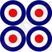 RAF British Royal Airforce Type D Aircraft Roundel 2" (50mm) Vinyl Bumper-Helmet Stickers, Decals x4