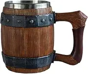 Beer Mugs with Handles - Retro Stein, Wooden Beer Cup | Whiskey Barrel Mug, Handcrafted Vintage Coffee Tankard for Oktoberfest, Holiday, BBQ, Camping, Groomsmen, Father's Gift, Bar Accessories