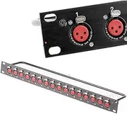 Rack Patch Panel 8 12 16 Way XLR Female Canon Connnector 1U Flight Case Mount for Professional Loudspeaker Audio Cable Dj Mixer (Bundle : 1U-16 Way)