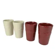 Hard to Find Longaberger set of four 2 Ivory & 2 Paprika Tumblers