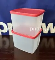 Tupperware Freezer It Square Rounds 800ml Container Set of 2 Coral Red New