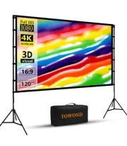 Towond Projector Screen With Stand 120 Inch Carry bag Backyard Movie Night