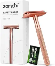 ZOMCHI Safety Razor for Men&Women with 5 Double Edge Safety Razor Blades, Double Edge Razor, Reusable Razor, Plastic Free – Rose Gold