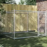Outdoor Dog Kennel Dog House Metal Dog Kennel Pen Enclosure with Lockable Door, Heavy Duty Dog Cage Run for Small Medium Dogs, Grey 200x200x150 cm