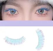 IEFIEL Silk Protein False Eyelashes 10Pcs Wispy Volume Colored Lashes for Halloween Party Cosplay Stage Performance Makeup Type 4 One Size