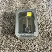 Elgin Collectible Mini Clocks Black and Silver Toned Guitar Clock Factory Sealed