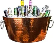 BREKX Rose Copper Stainless-Steel Beverage Tub, Double-Walled Insulated Anchored 8-Bottle Wine Bucket or Large Ice Bucket with Handles, Drink Cooler for Parties, 12 Quarts (3 Gallon)