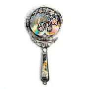 MOP Wedding Favor Bridal Round Cosmetic Makeup Hand Vanity Pouch Beauty Mirror
