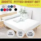 2000TC Extra Deep 36cm Fitted sheet Pillow Cases Single Double King Queen KSB
