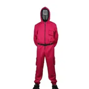 Kid Halloween Squid Game Cosplay Jumpsuit Cosplay Costume Set - Hz M 120-130CM with square mask