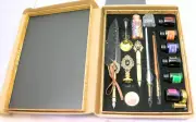 Quill Pen - Black Feather Pen Glass Pen Wooden Dip Pen Calligraphy Pen with Ink