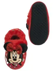 Disney Mickey Mouse Toddler Girls Red Sequin Minnie Mouse Slippers