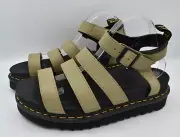 Dr Martens Womens Size 11 Blaire Pale Olive Leather Open Toe Platform Sandals