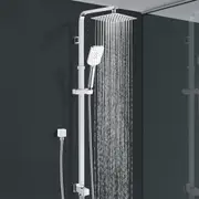 ACA WELS Square 8'' Ultrathin Rainfall Shower Head 3-MODE Handheld Set Adjustable Height Gooseneck Arm Wall Rail Diverter Chrome