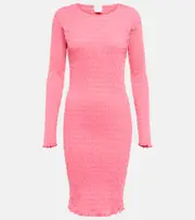 [Patou] Patou Smocked cotton-jersey mini dress AU 8 pink