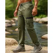 Men's Cargo Pants Hiking Pants Trousers Hiking Rain Pants Outdoor Regular Fit Waterproof Windproof Lightweight Bottoms Pocket Black Army Green Camping / Hiking