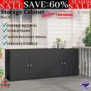 Outdoor Storage Cabinet Garden Patio Sheds Deck Tool Shelf Rack Cupboard Black