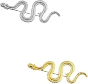 [Guqqeuc] 2 PCS Snake Brooch Pins Punk Brooches for Women Men Gothic Snake Lapel Pins for Coat Bag Badge Pins Halloween Accessories for Girls Gold and Silver Brooches for Shawl Scarf