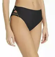 Volcom L60747 Women's Simply Solid Retro Black Bikini Bottom Size Large
