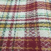 100% Wool Tattersall Plaid Fabric Red Yellow Vintage Med Weight 2yds vintage
