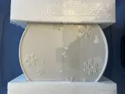 Hallmark Snowflake Pedestal Cake Stand 10" White Christmas Holiday Plate - NIB