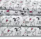 NEW FULL SIZE SHEET SET DOUBLE SIZE SHEETS DOG PUPPY WITH HEART PRINT