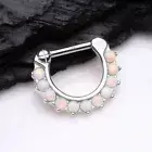 14 Karat Gold Fire Opal Sparkle Loop Clicker Ring
